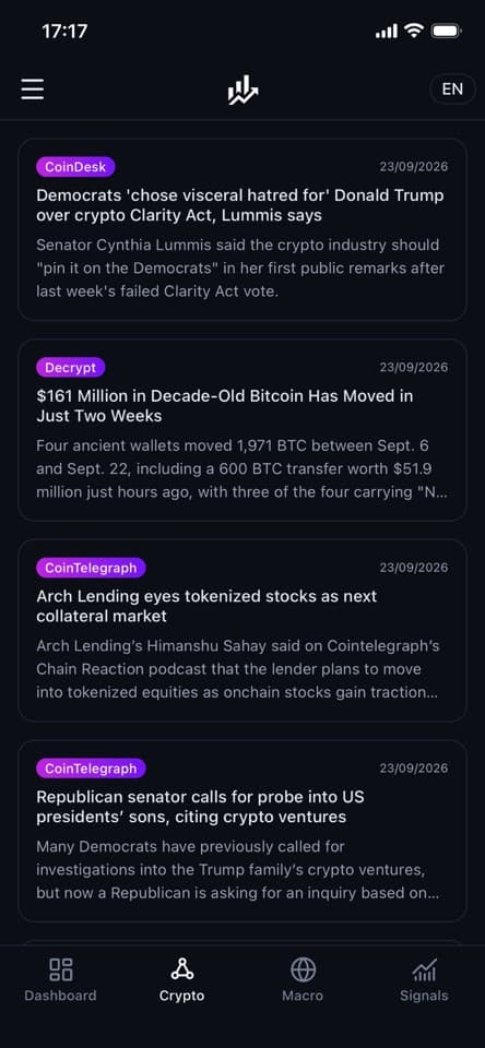 InsightAI crypto news screen